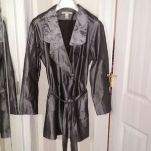 COPY - Kenneth Cole Gray Metallic Trench Coat.